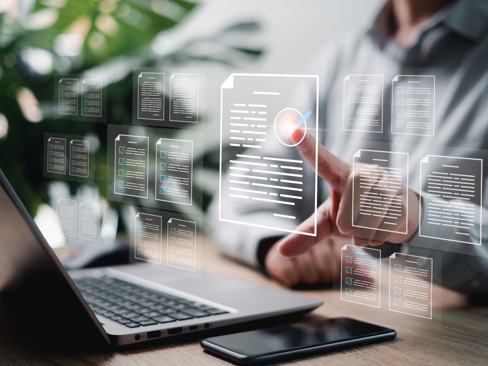 Man implementing CLM to manage contracts.